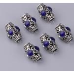 Bracelets de perles argentés en argent à perles à motif fleurs look asiatique 