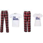 60 Second Makeover Limited The Boss The Real Boss Pyjama assorti pour couple Motif tartan, Rouge, femmes S hommes L