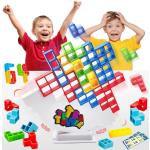 64 pièces Tetra Tower Blocs de Construction Tetris, Jouet d'Équilibre pour Enfant Jeux de Empilables D'équilibre Jeu d'empilage en Tetris Montessori éducatifs Cadeaux d'anniversaire Loisirs créatifs