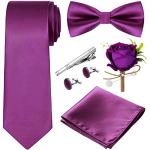 Cravates de mariage violettes en satin à motif papillons en lot de 1 Tailles uniques look fashion pour homme 