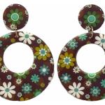 Boucles d'oreilles gris acier en acier à motif fleurs créoles look fashion 