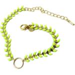 Bracelets porte-bonheurs vert anis en laiton made in France fait main style ethnique 