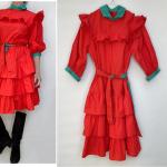 Robes vintage rouge cerise à effet froissé made in France Taille XS look vintage pour femme 