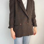 Blazers vintage marron en laine à motif New York Taille M pour femme 