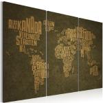 90x60 - Tableau - Carte du monde en allemand: continents beiges - triptyque