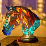 cheval Lampe Vitrail - Vitrail Verre - Lampe Tiffanys - Lampe En