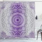 Rideaux de douche Abakuhaus violets à motif mandala lavable en machine 