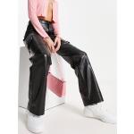 Pantalons taille haute Abercrombie & Fitch noirs en cuir look casual pour femme en promo 