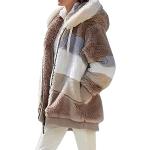 Vestes zippées d'hiver kaki en fourrure Taille XXL look fashion pour femme en promo 