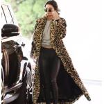 Vestes longues d'automne à effet léopard en fourrure à motif animaux à manches longues Taille 3 XL look fashion pour femme 