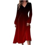 Robes de cocktail d'automne rouge bordeaux à fleurs à paillettes à manches longues Taille XL plus size look fashion pour femme 