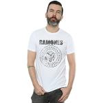 Absolute Cult Ramones Homme Distressed Black Seal T-Shirt Blanc Medium