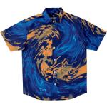 Chemises oxford bleues en polyester à motif tigres à manches courtes Taille XS pour homme 