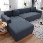 Housses de canapé d'angle grises en cuir extensibles modernes 