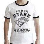 T-shirts ABYstyle blancs en coton à manches courtes Game of Thrones Maison Stark à manches courtes Taille M look fashion pour homme 