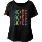 Ac/Dc T-Shirt Dolman Noir Vintage Multicolore Pour Femme