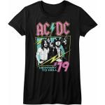 T-shirts noirs en jersey à motif USA AC/DC classiques pour femme 