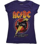 T-shirts violets AC/DC à manches courtes look Rock pour femme 