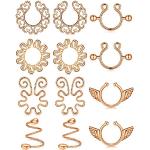Piercings anneau pour fêtes de Noël roses en acier chirurgical en lot de 6 look fashion pour femme 