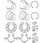 Piercings anneau en acier en lot de 10 look fashion pour femme 