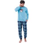ACHILE - Pyjama Long en Pur Coton et Bas en Flanelle Retro Winter - Couleur - Bleu - Pointure - 4/Large
