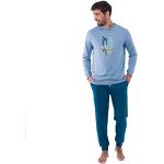ACHILE - Pyjama Long en Pur Coton Jersey Husky - Couleur - Bleu - Pointure - 3/Medium