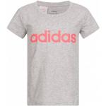 T-shirts à col rond adidas Essentials gris en coton pour fille de la boutique en ligne Sport-outlet.fr 