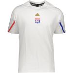 T-shirts col rond adidas Olympique blancs Olympique Lyonnais à manches courtes à col rond Taille L 