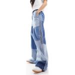 Jeans taille haute adidas Originals bleus patchwork en denim Taille L pour femme 