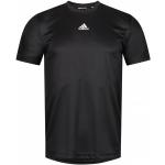 T-shirts col rond adidas Performance noirs à rayures en polyester à manches courtes à col rond Taille L classiques pour homme 