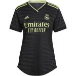 Maillots de sport adidas noirs en polyester Real Madrid respirants à manches courtes à col rond Taille L pour femme en promo 