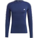 T-shirts de sport adidas Techfit bleues foncé à manches longues Taille M look fashion pour homme 
