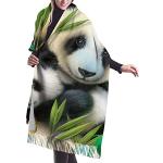 Écharpes en laine noires en peluche à motif pandas Tailles uniques look fashion pour femme 