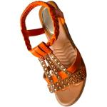 Sandales à talons orange à strass à bouts ronds Pointure 43 avec un talon entre 7 et 9cm plus size look sexy pour femme 