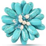 Broches blanches en cristal à perles à motif fleurs fantaisie fait main look fashion pour femme 