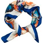 AERZETIX - C68655 - Foulard décoratif en polyester 60% et en soiе 40% à motif papillon en forme carrée 60x60 cm - couleur beige avec bordure bleue