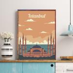 Affiches bleues finition mate à motif Istanbul 
