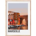 Affiches à motif ville Olympique de Marseille format A6 
