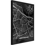 Affiche Murale Encadrée City Map Amsterdam Dark - Paris Prix