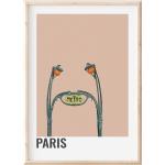 Affiches vintage vertes à motif Paris format A6 