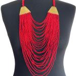 Colliers ethniques rouges à perles fait main style ethnique 