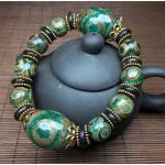 Colliers pierre précieuse vert jade en tissu à perles fait main style ethnique pour femme 