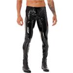Pantalons taille basse noirs en cuir métalliques Taille 4 XL look Hip Hop pour homme 