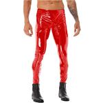 Pantalons taille basse rouges en cuir métalliques Taille XL look Hip Hop pour homme 