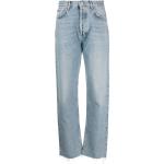 Jeans taille haute bleues claires délavés bio éco-responsable W24 L29 classiques pour femme 