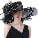 Chapeaux de mariage noirs en organza 58 cm Taille 3 XL look fashion pour femme 