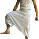 Pantalons de yoga blancs en coton Tailles uniques look asiatique pour femme 