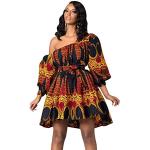 Robes fleuries de soirée imprimé africain à motif Afrique minis à manches longues Taille L style ethnique pour femme 