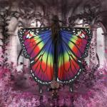 Capes de soirée multicolores en fibre synthétique à motif papillons plus size pour femme 