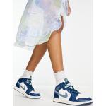 Baskets semi-montantes Nike Air Jordan 1 bleues en caoutchouc à lacets Pointure 40,5 look casual pour femme 